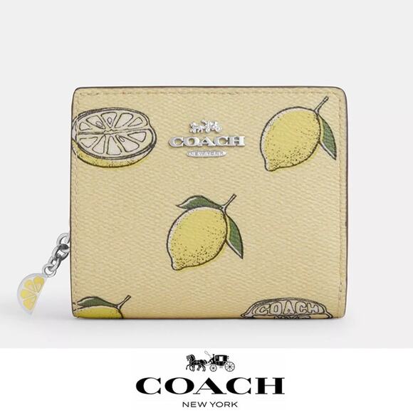 🍋 Coach Snap Wallet With Lemon Print - Picture 1 of 8